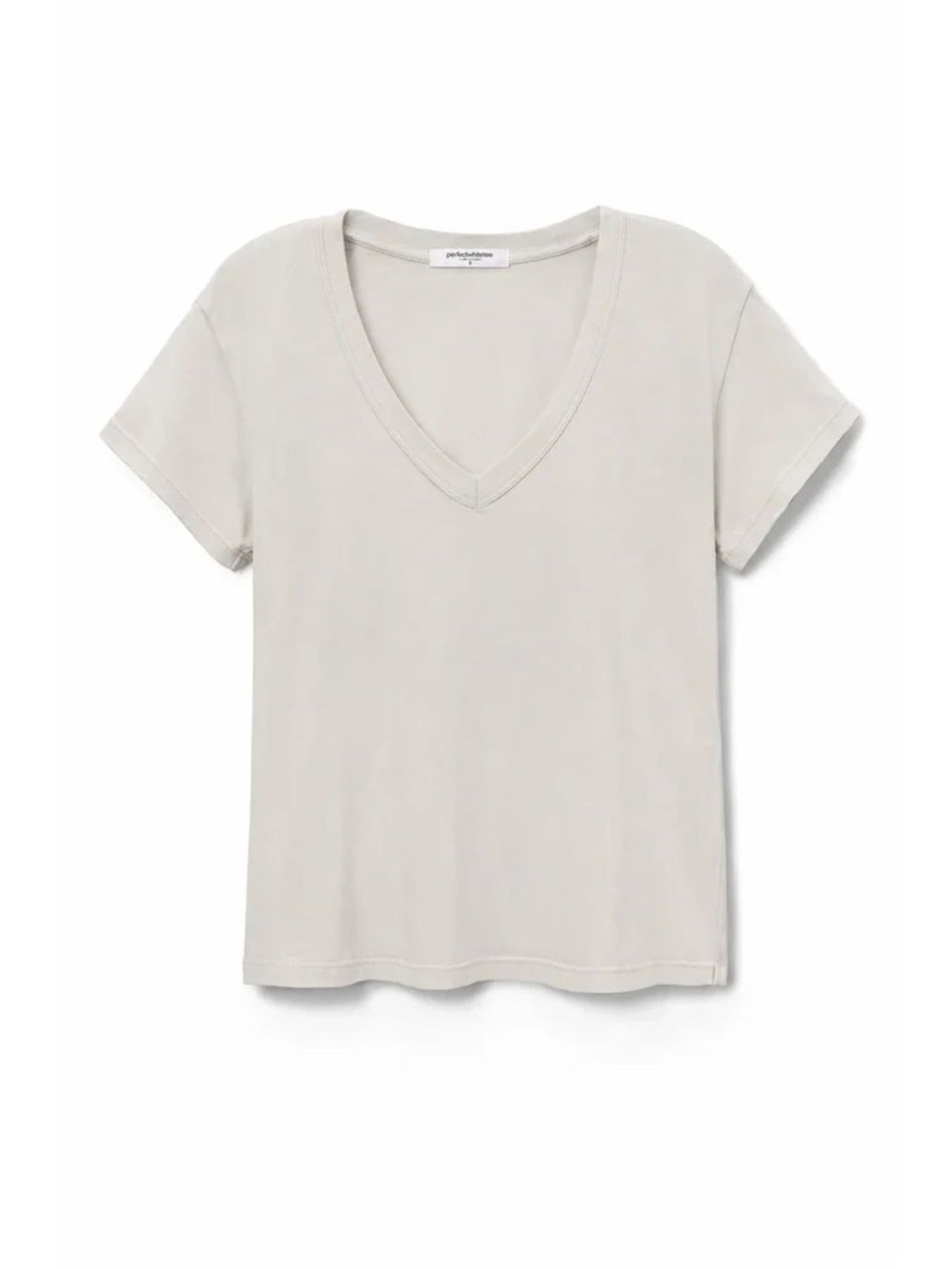 Perfect White Tee Hendrix Boxy V-Neck Tee – Whitecap Grey – XS